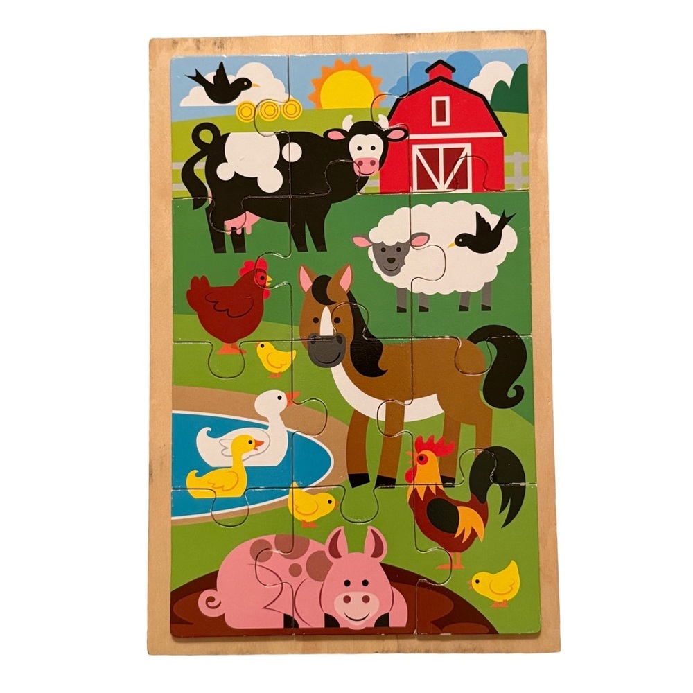 Melissa & Doug Wooden 3-Puzzle Set - Ocean, Safari, Farm Animals - Picture 2 of 6